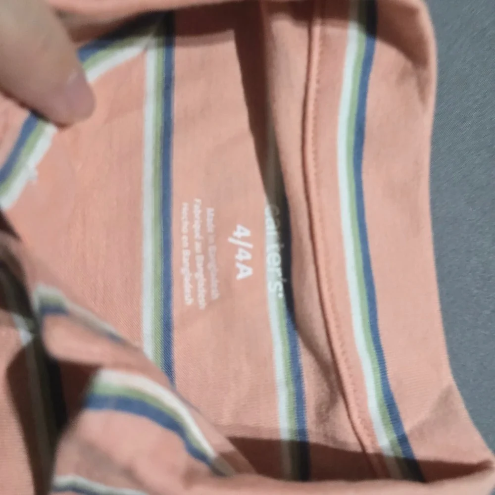 Carter's / All In Motion Polo Shorts Set Kids 4 Peach Green Striped NEW outfit